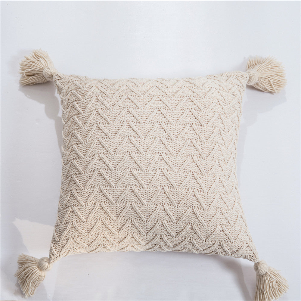 Housse de coussin matelassée tricotée en forme de chenille – Confort et élégance