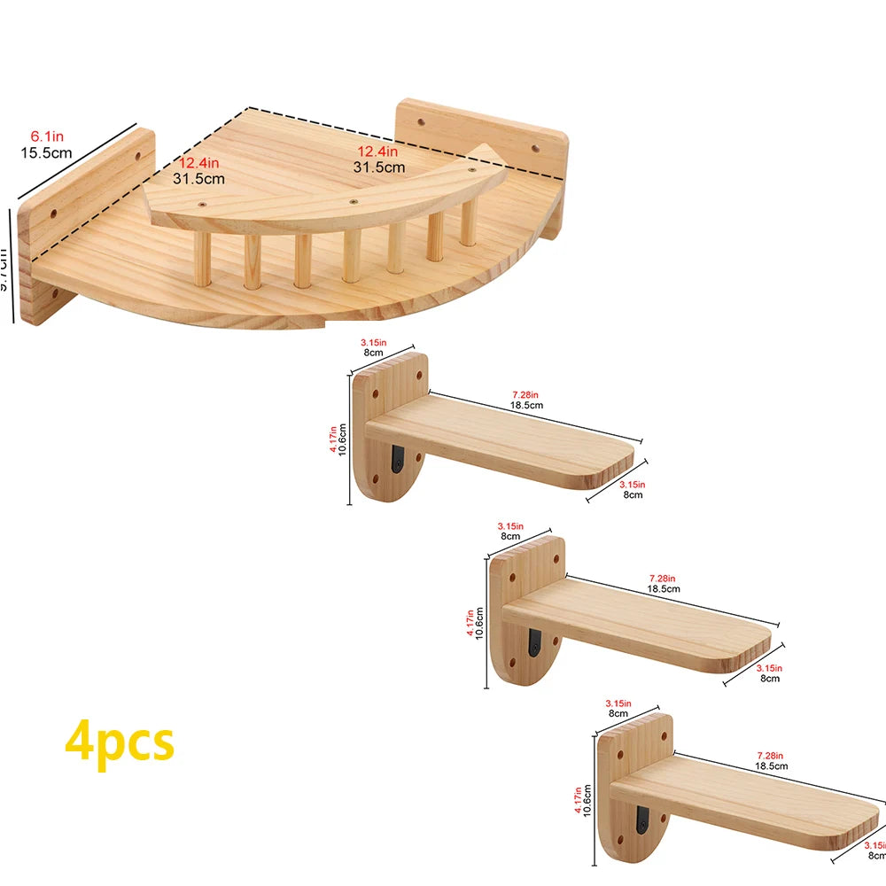 Plateforme d’angle + 3 étagères murales