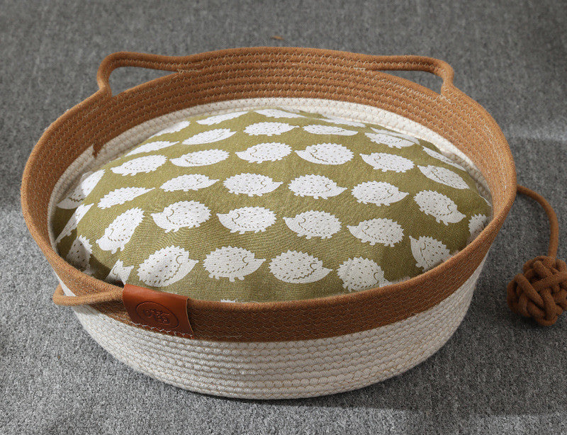 Panier pour Chat en Rotin Corde de Coton